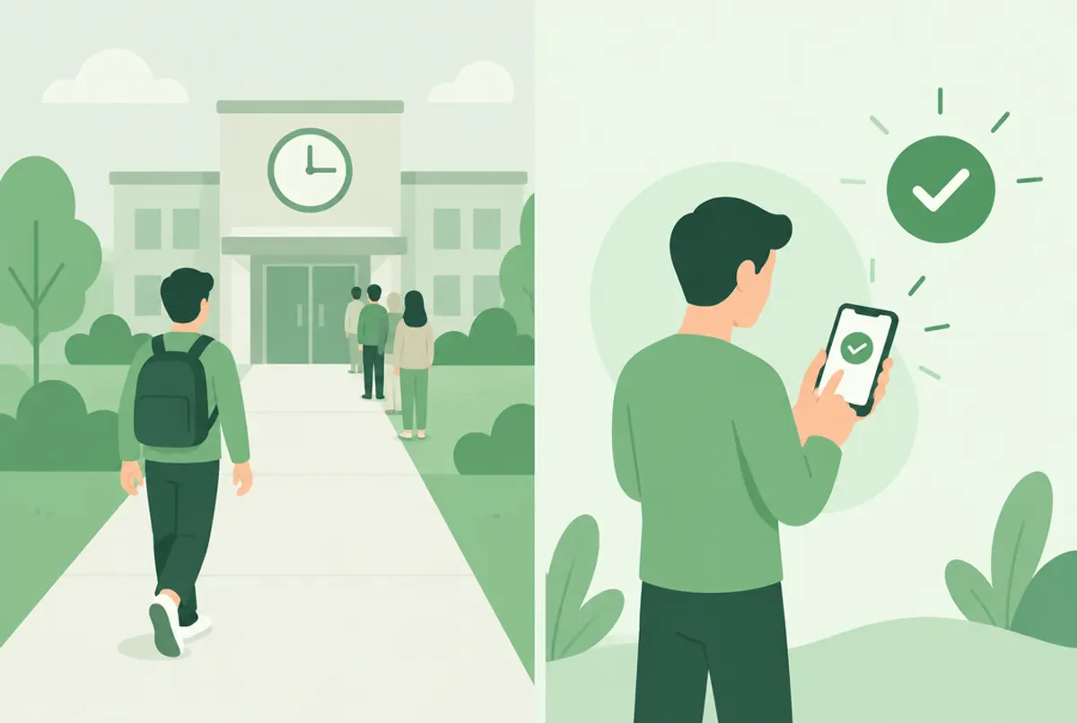Ilustración que compara ir a una casa de cambio con enviar dinero desde el celular