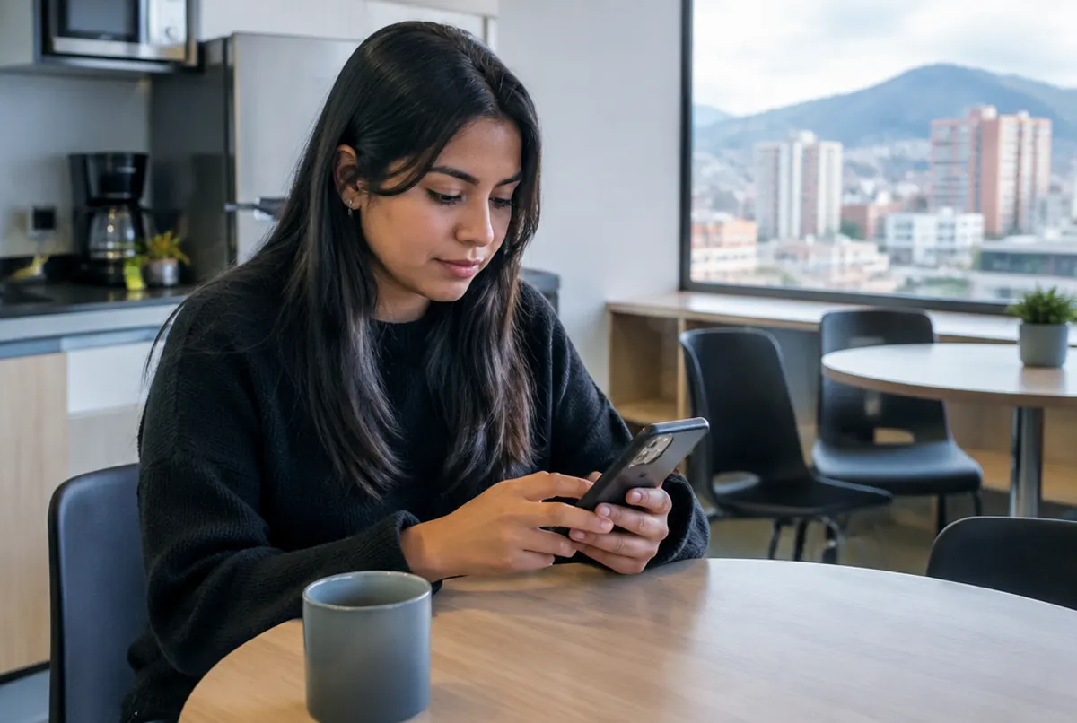 Mujer en Bogotá envía por chat los datos bancarios de su familiar en Venezuela